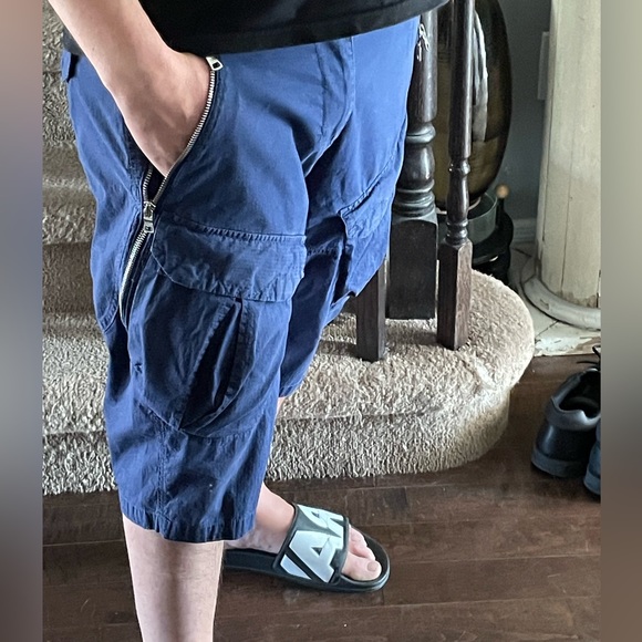 CRAZY DOUBLE ZIPPER ARMANI EXCHANGE A/X RIPSTOP SURF STYLE CARGO SHORTS SIZE 34W - Picture 9 of 13